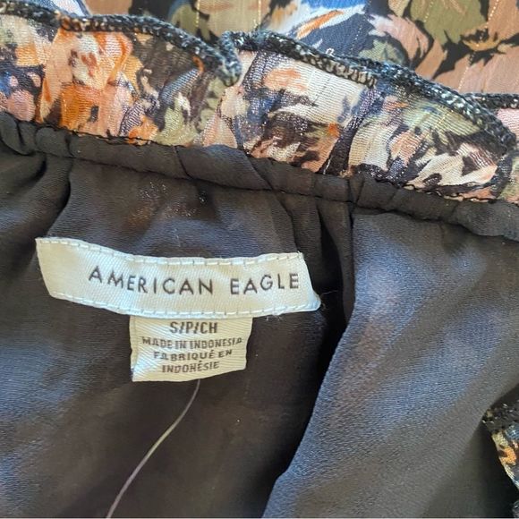 American Eagle • Chiffon Lace Up Blouse in Washed Black - Picture 9 of 15